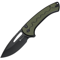 SenCut 24082A2 Squiggy Black Drop Point Button Lock Knife OD Green/Black G10 Handles