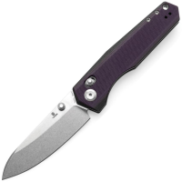 Tenable 1105V1 Beaver Stonewash Drop Point Crossbar Lock Knife Black/Purple G10 Handles