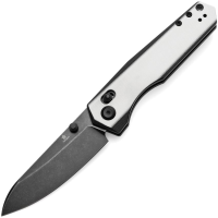 Tenable 1105V2 Beaver Black Stonewash Drop Point Crossbar Lock Knife Black/White G10 Handles
