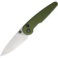 Hightron 06GRNS Birdidi Satin D2 Carbon Steel Button Lock Knife Green Handles