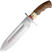 American Hunter 029 Blood Groove Bowie Fixed Blade Knife Bone/Wood Handles