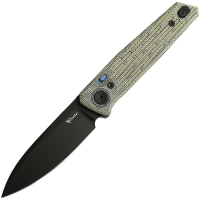 Reate 188 PL-6 Black Spear Point Pivot Lock Knife Green Micarta Handles