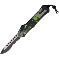 Heretic 00810BHCAMO Auto Hydra Two-Tone Part Serrated MagnaCut RecurveTanto OTF Knife Camo Handles