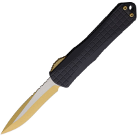 Heretic 029F16AGOLD Auto Manticore E MagnaCut Recurve OTF Knife Black Handles
