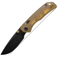 Vosteed A1607 Marten Top Black Stonewash Drop Point Linerlock Knife Amber PEI Handles