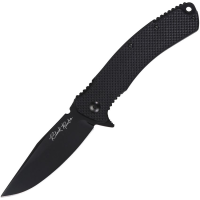 V NIVES 34FPBBK Black Rambo Utility Black Clip Point Linerlock Knife Black FRN Handles