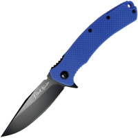 V NIVES 34FPBBL Black Rambo Utility Black Clip Point Linerlock Knife Blue FRN Handles