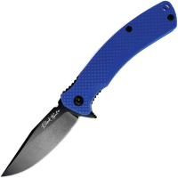 V NIVES 33FPBBL Black Rambo Shorty Black Clip Point Linerlock Knife Blue FRN Handles