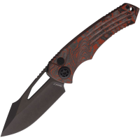 Heretic 0466ARDCC Pariah Black MagnaCut Drop Point Button Lock Knife Red Camo Carbon Fiber Handles