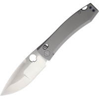 Daggerr F71DSG Nightmare Large Satin MagnaCut Drop Point X-Lock Knife Gray Titanium Handles