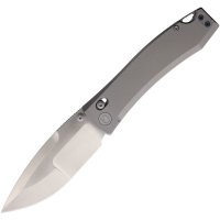 Daggerr F71TSG Nightmare Large Satin MagnaCut Drop Point X-Lock Knife Gray Titanium Handles