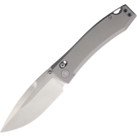 Daggerr F72TSG Nightmare Satin MagnaCut Spear Point CrossBar Lock Knife Gray Titanium Handles