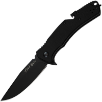 V NIVES 35GPBBK Black Rambo Utility Pro Black D2 Carbon Steel Clip Point Knife Black G10 Handles