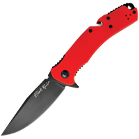 V NIVES 35GPBR Black Rambo Utility Pro Black D2 Carbon Steel Clip Point Knife Red G10 Handles