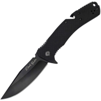 V NIVES 35FPBBK Black Rambo Utility Pro Black Clip Point Knife Black FRN Handles
