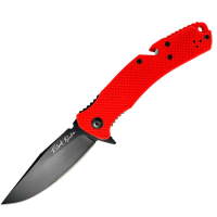 V NIVES 35FPBR Black Rambo Utility Pro Black Clip Point Knife Red FRN Handles