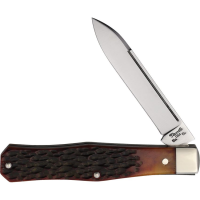 Titusville S02 Lexingtonian Satin Carbon Steel Folder Knife Catalina Wine Jigged Bone Handles