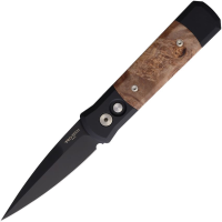 Pro Tech 707 Auto Godson Black Spear Point Button Lock Knife Black/Maple Inlay Handles