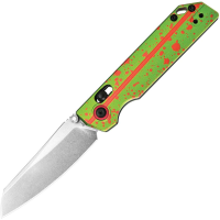 Oknife NXENZG XEN Stonewash Sheepsfoot Rail Lock Knife Zombie Green Handles