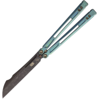 EOS 154 Gremlin Antique Sheepsfoot Balisong Knife Green Handles