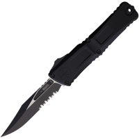 Microtech 11462T Auto Combat Troodon Gen III Two-Tone Part Serrated Bowie OTF Knife Black Handles