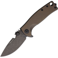 DPx HSF053 HEST Urban Black Stonewash Drop Point Framelock Knife Bronze Stonewash Handles