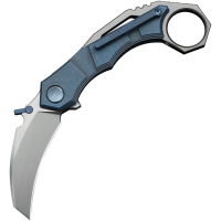 We 240693 Tayra Satin Hawkbill Framelock Knife Blue Stonewash Handles