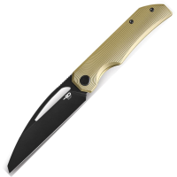 Bestech T2503B Taipan Black MagnaCut Sheepsfoot Framelock Knife Bronze Titanium Handles