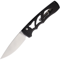 Piranha 25BK Auto MagnaRaptor Satin MagnaCut Drop Point Button Lock Knife Black Handles