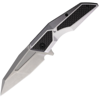 Brous 282 Recluse D2 Carbon Steel Reverse Tanto Framelock Knife Stonewash/Carbon Fiber Handles