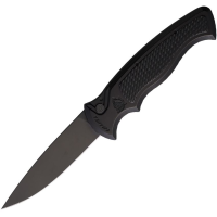 Piranha 26BKT Auto Velocity Black Drop Point Button Lock Knife Black Handles