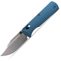 Vosteed A4108 Vombat Stonewash Bowie Crossbar Lock Knife Blue Aluminum Handles