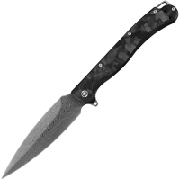Daggerr VDDMSK30 Vendetta Damascus Dagger Framelock Knife Carbon Fiber Handles