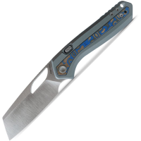 Vosteed A1801 Kroc Top Satin Sheepsfoot Linerlock Knife Blue/Gray Handles