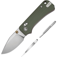 Civivi 240741 Baby Banter 2 Satin Clip Point Crossbar Lock Knife Green G10 Handles