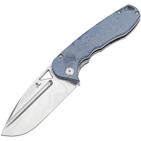 Tenable 1054A5 Bombur Stonewash D2 Carbon Steel Linerlock Knife Blue Micarta Handles