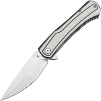 Tenable 1024A5 Kratos Stonewash Drop Point Linerlock Knife Black/White G10 Handles