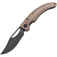 Tenable 1119A2 Gideon Black Stonewash Clip Point Linerlock Knife Brown Micarta Handles