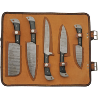 Damascus 1396 Kitchen Knife Set with Roll