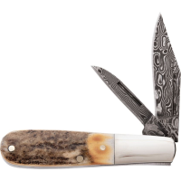 Bear & Son GS281D Damascus Baby Barlow Knife Stag Handles
