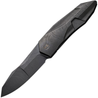 WE 220285 Solid Etched Framelock Knife Black Stonewashed Handles