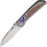 Pena 65 Mula Satin Framelock Knife Gray Titanium/Brown Micarta/Mokuti Handles