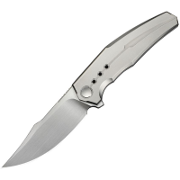 WE 230864 Kyklos Satin Clip Point Framelock Knife Satin Titanium Handles