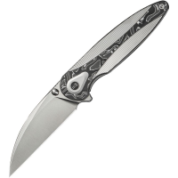 We 24021C4 Zenthra Nested Satin Wharncliffe Framelock Knife Gray/Aluminum Carbon Fiber Handles