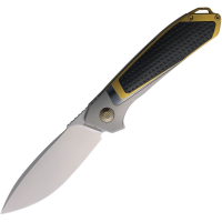 Karbon 122 Quickdraw Framelock Knife Gold Handles Leather Onlay