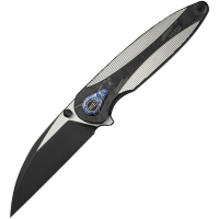 We 24021C1 Zenthra Nested Black Stonewash Wharncliffe Framelock Knife Black/Shredded Carbon Fiber Handles