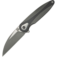 We 24021C2 Zenthra Nested Gray Stonewash Wharncliffe Framelock Knife Gray/Twill Carbon Fiber Handles