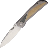 Pena 63 Mula Satin Sheepsfoot Framelock Knife Gray Titanium/White/Black Micarta Handles