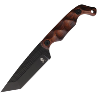 Stroup B5TWBLKCER Bravo 5 Black Carbon Steel Tanto Fixed Blade Knife Rosewood Handles