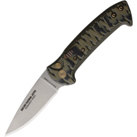 Knives Of Alaska 00919FG Auto Recon Patrol Bead Blast MagnaCut Button Lock Knife Grooved Black/OD Green G10 Handles